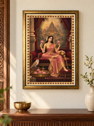 Mahalakshmi Darbar framed wall art hung in an entryway