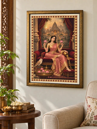 Mahalakshmi Darbar framed wall art on a living room wall