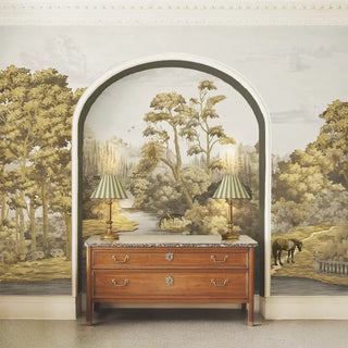 A section of the wallpaper highlighting architectural details of a vintage stone bridge amidst lush greenery.