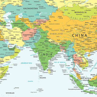 Detailed Political World Map Wallpaper for Walls