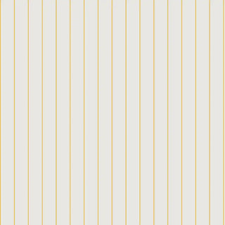 Detailed shot of the cream wallpaper with subtle yellow stripes, highlighting its light and uplifting design.