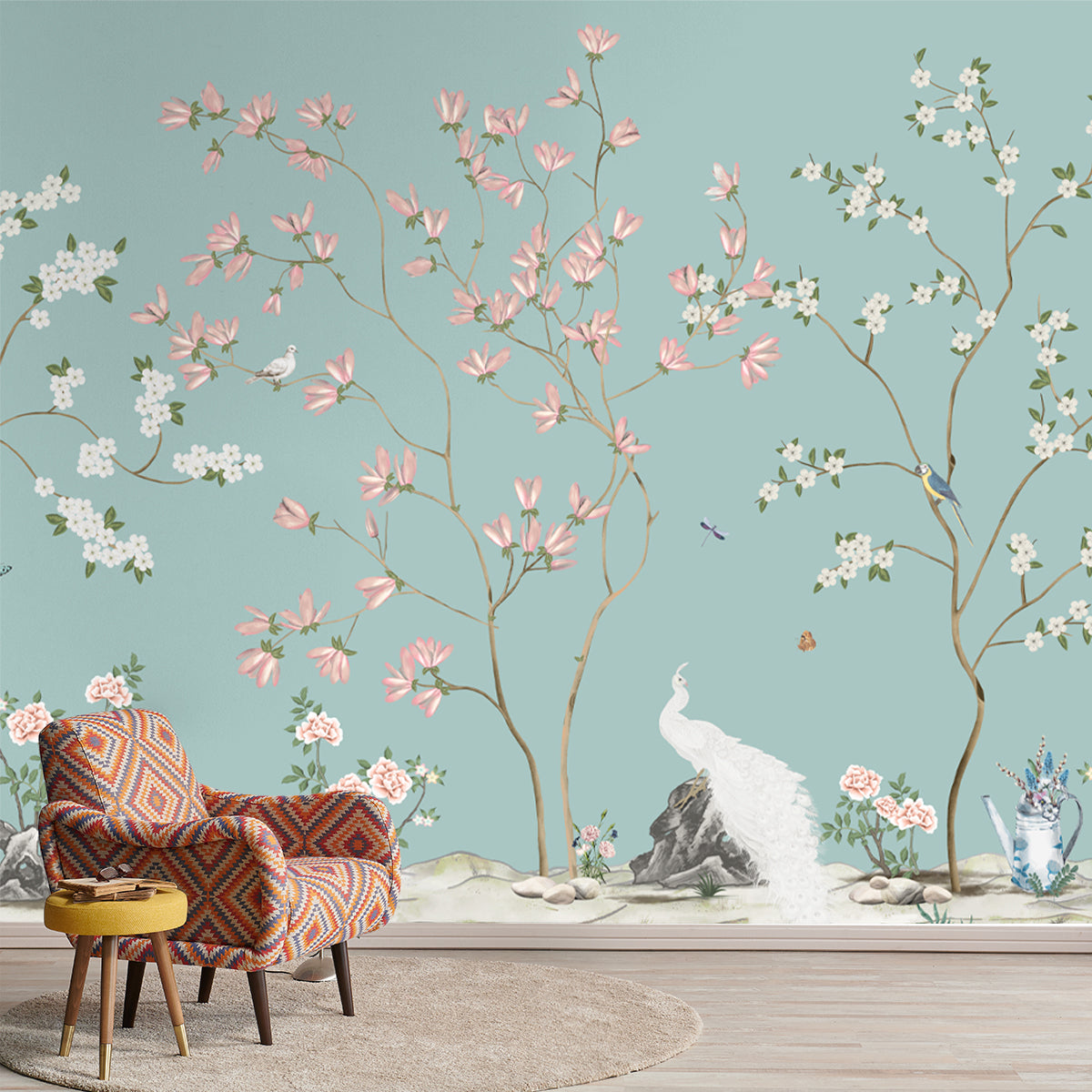 Grace Chinoiserie Theme Wallpaper Customised