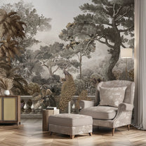 Peacock Garden, Jungle Theme Wallpaper for Walls Vintage Sepia