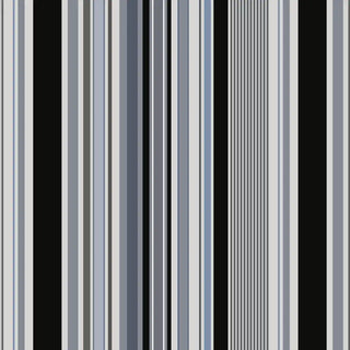Close-up view of Modern Black & Grey Layered Stripe Wallpaper Roll showing layered vertical stripes in black, grey, and white for a sleek and modern effect.
