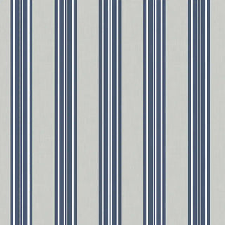 Close-up view of Modern Blue & Grey Wide Stripe Wallpaper Roll, highlighting the bold contrast of wide blue stripes and subtle grey tones for a contemporary finish.