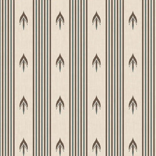Close-up of Modern Brown & Beige Arrow Stripe Wallpaper Roll showing alternating beige and brown stripes with arrow-inspired motifs for a clean, geometric design.