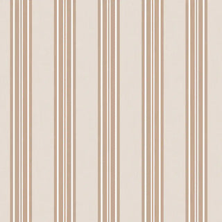 Close-up of Modern Brown & Beige Wide Stripe Wallpaper Roll showing broad brown stripes alternating with beige tones for a balanced, contemporary effect.