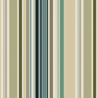 Close-up of Modern Green & Teal Layered Stripe Wallpaper Roll showing layered vertical stripes in soft green, teal, beige, and cream for a lively contrast.
