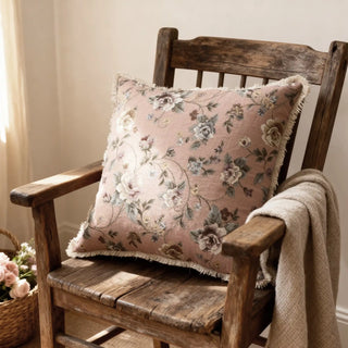 Moodshot of Eternal Garden Dusty Rose Floral Cushion Cover by Lifencolors