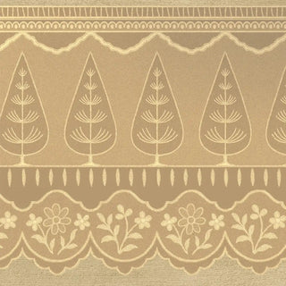 Close-up of Colors of India Golden Sand wallpaper showing floral borders and tree motifs