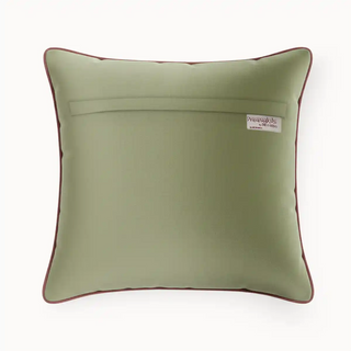 Back view of Velvet Mughal Bel Cushion Cover. an elegant quilted pattern of swirling leaves 