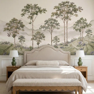 A full panoramic layout view of the Munnar customized heritage landscape wallpaper showing the entire rolling hill horizon.