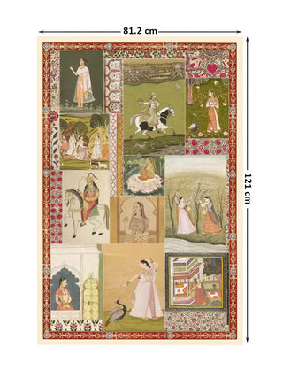 Full pattern layout of the Netri mural displaying the 81.2cm by 121cm large scale dimensions.