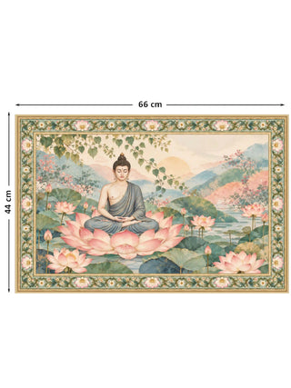 Nirvana Bloom landscape wall art in Sage & Blush, marked with its 66 cm by 44 cm dimensions.