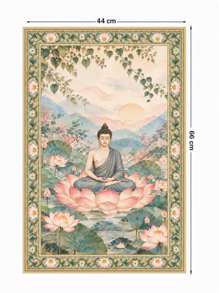 The Nirvana Bloom wall art in Sage & Blush shown with its 44 cm by 66 cm portrait size dimensions.