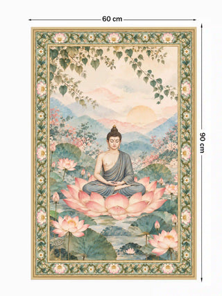 The Nirvana Bloom wall art in Sage & Blush shown with its 60 cm by 90 cm portrait size dimensions.