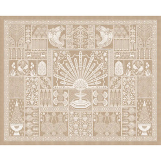 Full design layout of Nizam wallpaper showing panel-style Indian architectural artwork in beige and white