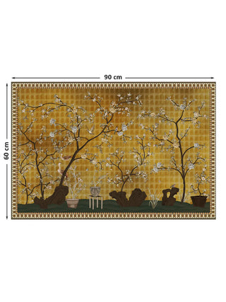 Full view of the Oriental Garden Chinoiserie wall art print at 90 cm by 60 cm, showing the complete garden scene with herons and scholar's rocks.
