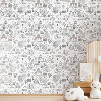 Patterned Wallpaper with a hand-drawn style Design