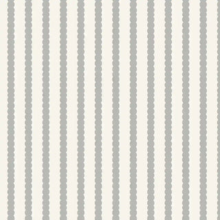 The Pebble Stripe wallpaper in Cream Grey shown in full pattern repeat, highlighting the scalloped bead stripe motif