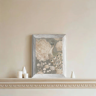 A detailed look at the Petal Ballet Wall Art, highlighting cream blossoms and delicate floral details against a muted background.