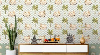 Pichwai Cows in Chevron Pattern Wallpaper by Life n Colors