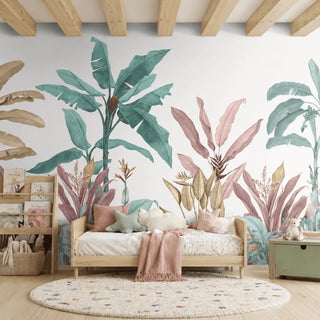 Pink & Green Tropical Wallpaper for kids room, view-kids