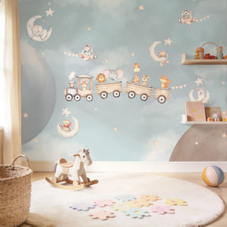 Cuddly Express train close-up with animal passengers