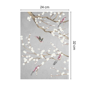 Plum Blossom Wall Art with size dimensions, highlighting its floral and oriental-inspired aesthetic.