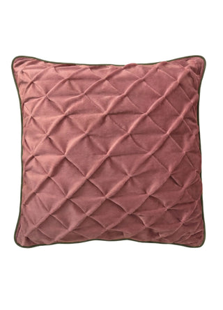 Full front view of the Prism Lattice cushion cover in Rosewood & Olive, laid flat to show the allover pintuck lattice.