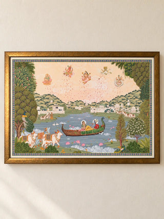Radheshyam framed wall art in antique-gold frame, 35 cm high x 46 cm wide