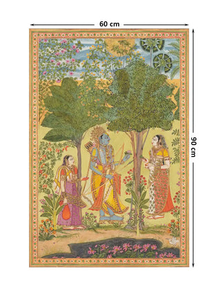 Full pattern layout of the horizontal Raga Rama design with 60 cm by 90 cm dimensions shown.