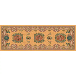 View highlighting the wallpaper’s repeating border design, balancing symmetry and classical refinement.