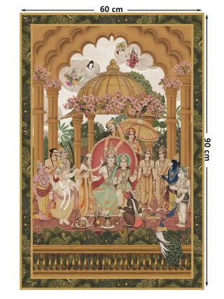 Full pattern layout of the Ram Abhishek embroidered wall art, shown in the 60 x 90 cm size