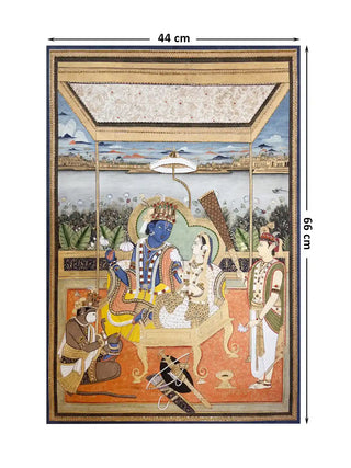 Full pattern layout of the Ram Darbar mural displaying the 44cm by 66cm digital print dimensions.