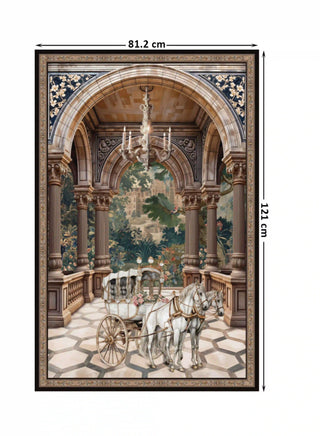 Regal Arrival vintage European architectural landscape wall art print in a vertical layout, size 81.2cm x 121cm.