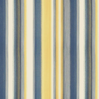 Close-up of the Regal Blue & Yellow Stripe Wallpaper Roll showing the textured stripe details.