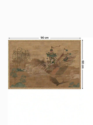 River Embrace mythological wall art featuring a winged chariot and galloping horses, size 90cm x 60cm.