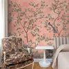 Rosa Chinoiserie, Pink Color Room Wallpaper