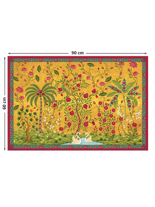Full front view of the horizontal Royal Bagh wall art print with annotated medium dimensions measuring 90 cm by 60 cm.