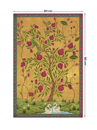 Full pattern layout of the Royal Bagh wall art in marigold gold, shown in the 60 x 90 cm size for a living room or study wall.
