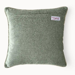 Ruhana sage green embroidered cushion backside