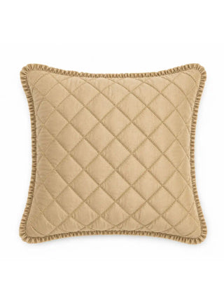 A clean, front-facing studio product shot of the square Rukhsar quilted silk cushion cover isolated against a white background.