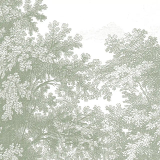 Close-up of the Saanjh sage mural showing the intricate hand-painted detail of the leafy tree canopy.