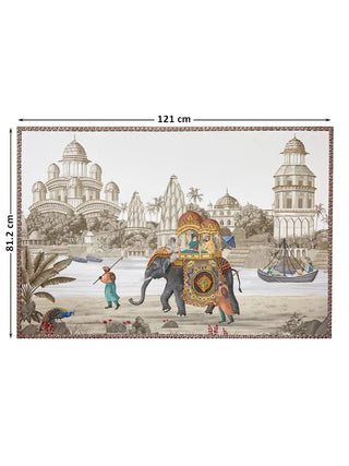 Full pattern layout of the Safar Embroidery wall art displaying the 81.2cm by 121cm dimensions.