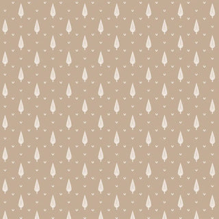 The full repeating layout of the Sargam wallpaper showcasing the vertical alignment of ivory trees on a toffee beige ground.