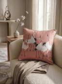Sedge Cushion Cover  with bird pattern on a couch in a living room setting