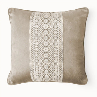 Full view of the Serra Bloom Cushion Cover showing the elegant lace trim.