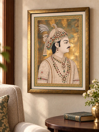 Shahenshah-e-Riyasat framed wall art on a living room wall