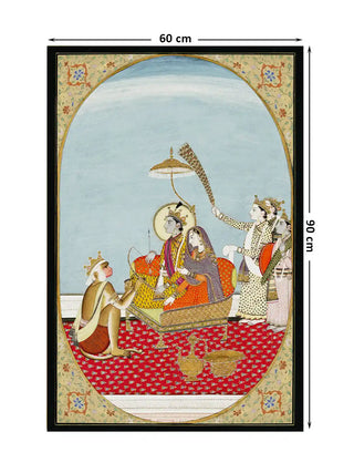 Full pattern layout of the vertical Shiv Parivar design with 60 cm by 90 cm dimensions shown.